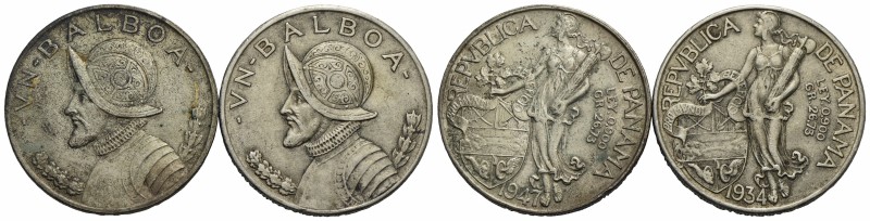 PANAMA - Repubblica - Balboa - 1934 - AG Kr. 13 assieme a 1947 (SPL) - Lotto di ...