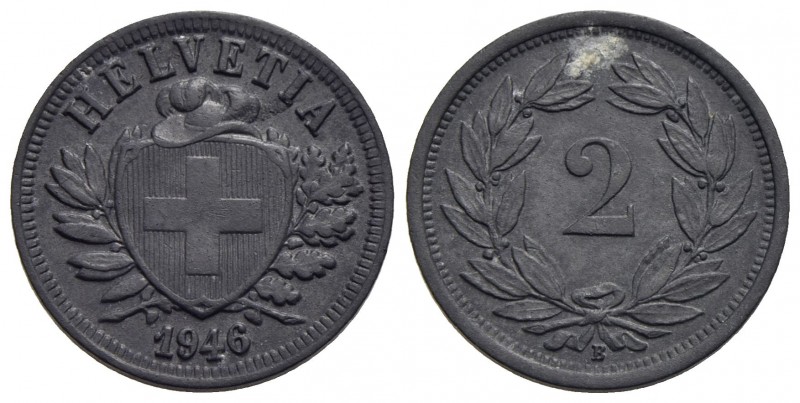 SVIZZERA - Confederazione - 2 Rappen - 1946 B - ZI R Kr. 4.2b Puntino di ossidaz...