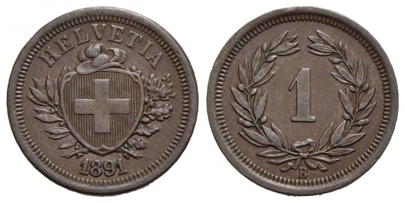 SVIZZERA - Confederazione - Rappen - 1891 B - BR Kr. 3.1 - qSPL