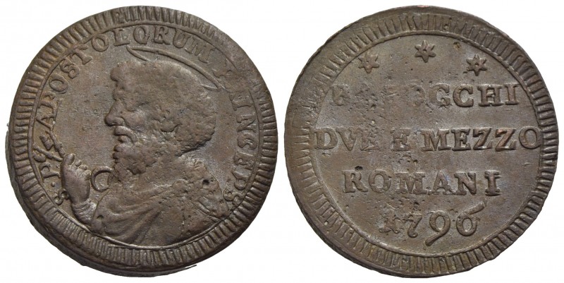 ROMA - Pio VI (1775-1799) - Sampietrino - 1796 - CU R CNI 307; Munt. 99 - BB+