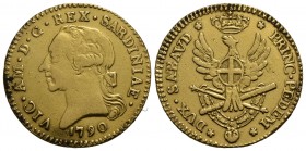 Vittorio Amedeo III (1773-1796) - Doppia - 1790 - AU R Mont. 298 Da montatura - qBB