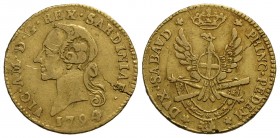 Vittorio Amedeo III (1773-1796) - Mezza doppia - 1794 - AU RRR Mont. 324 Screpolatura di conio al bordo - qBB