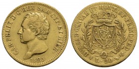 Carlo Felice (1821-1831) - 20 Lire - 1825 T - AU Pag. 51; Mont. 35 - BB/qSPL