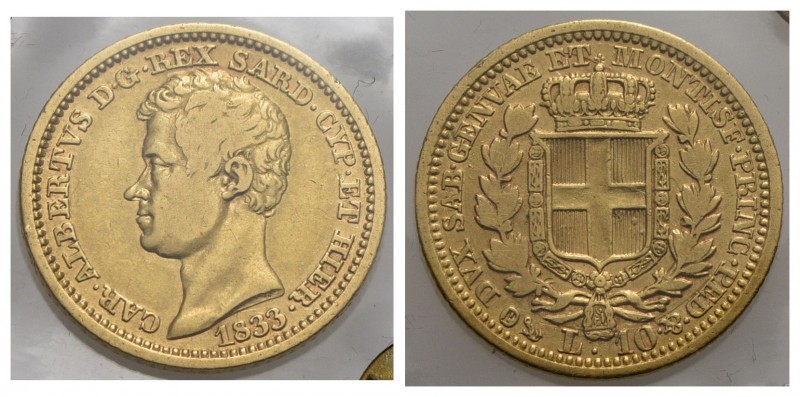 Carlo Alberto (1831-1849) - 10 Lire - 1833 G - AU RR Pag. 211; Mont. 84 Periziat...