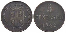 Carlo Alberto (1831-1849) - 5 Centesimi - 1842 T - CU R Pag. 334; Mont. 209 - BB+