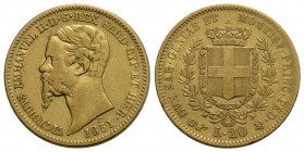 Vittorio Emanuele II (1849-1861) - 20 Lire - 1851 T - AU Pag. 340; Mont. 3 - BB/BB+