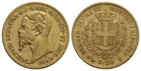 Vittorio Emanuele II (1849-1861) - 20 Lire - 1858 G - AU Pag. 352; Mont. 21 - BB+