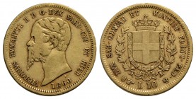 Vittorio Emanuele II (1849-1861) - 10 Lire - 1860 T - AU RR Pag. 369; Mont. 39 - MB/BB
