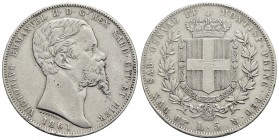 Vittorio Emanuele II (1849-1861) - 5 Lire - 1861 T - AG RR Pag. 390; Mont. 61 Colpetti e segnetti - BB/BB+