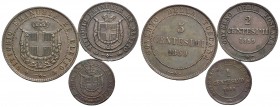 Vittorio Emanuele II Re eletto (1859-1861) - 5 Centesimi - 1859 BI - CU Pag. 445; Mont. 123 assieme a 2 c. (BB+) e c. (qBB) - Lotto di tre monete - SP...