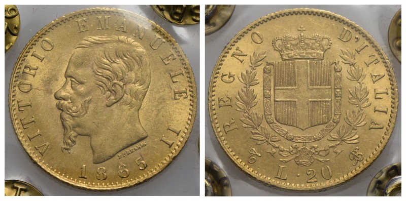 Vittorio Emanuele II Re d'Italia (1861-1878) - 20 Lire - 1865 T - AU Pag. 459; M...