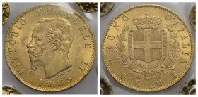Vittorio Emanuele II Re d'Italia (1861-1878) - 20 Lire - 1865 T - AU Pag. 459; Mont. 135 Periziata Rocco di Torrepadula - FDC