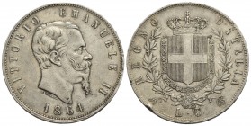 Vittorio Emanuele II Re d'Italia (1861-1878) - 5 Lire - 1864 N - AG R Pag. 485; Mont. 166 Colpo - bel BB