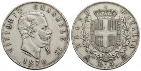 Vittorio Emanuele II Re d'Italia (1861-1878) - 5 Lire - 1870 M - AG Pag. 490; Mont. 172 - BB
