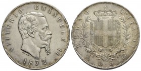 Vittorio Emanuele II Re d'Italia (1861-1878) - 5 Lire - 1872 M - AG Pag. 494; Mont. 177 - SPL-FDC