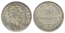 Vittorio Emanuele II Re d'Italia (1861-1878) - 20 Centesimi - 1863 M Valore - AG Pag. 535; Mont. 226 - SPL-FDC