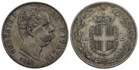 Umberto I (1878-1900) - 2 Lire - 1885 - AG R Pag. 595; Mont. 40 Patinata - BB+