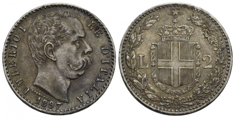 Umberto I (1878-1900) - 2 Lire - 1897 - AG Pag. 598; Mont. 43 Patina scura - SPL...