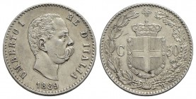 Umberto I (1878-1900) - 50 Centesimi - 1889 - AG R Pag. 608; Mont. 55 Segnetto - SPL-FDC