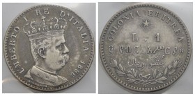 Eritrea - Lira - 1896 - AG RR Pag. 636; Mont. 86 Periziata Rocco di Torrepadula - BB+/qSPL