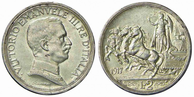 Vittorio Emanuele III (1900-1943) - 2 Lire - 1917 Quadriga briosa - AG R Pag. 74...