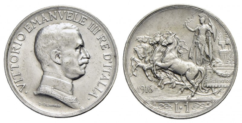 Vittorio Emanuele III (1900-1943) - Lira - 1916 Quadriga briosa - AG R Pag. 774;...