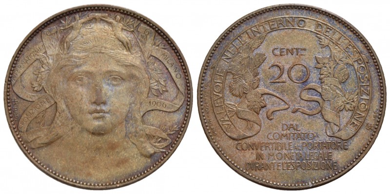 Vittorio Emanuele III (1900-1943) - 20 Centesimi - 1906 Fiera di Milano - Cu Pag...