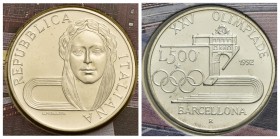 Repubblica Italiana (emissioni in lire) (1946-2001) - 500 Lire - 1992 - XXV Olimpiadi Barcellona - AG Mont. 37 In confezione originale - FDC