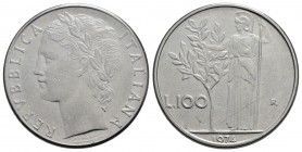 Repubblica Italiana (emissioni in lire) (1946-2001) - 100 Lire - 1974 - AC R Att. MAS 29a Asse ruotato di 180° - BB+