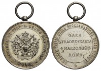 SAVOIA - Umberto I (1878-1900) - Medaglia - 1898 - Tiro a segno nazionale gara straordinaria - Roma - Aquila Savoia coronata su bersaglio posto su car...