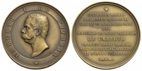 SAVOIA - Umberto I (1878-1900) - Medaglia - 1878 - Per lo scampato attentato - Testa del Re a s. - R/ Scritta Opus: Speranza Ø: 55 mm. - AE - qFDC