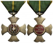 SAVOIA - Vittorio Emanuele III (1900-1943) - Croce - Al merito di servizio per la Regia Guardia di Finanza - AG Bini p. 103 Nastrino bianco e verde Sm...
