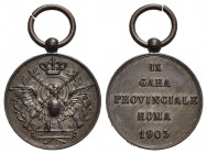 SAVOIA - Vittorio Emanuele III (1900-1943) - Medaglia - 1905 -Tiro a segno nazionale - IX gara provinciale - Roma - Aquila Savoia coronata su bersagli...