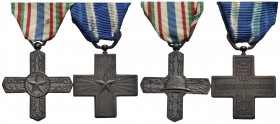 SAVOIA - Vittorio Emanuele III (1900-1943) - Croce - Cavaliere dell'ordine di Vittorio Veneto - AE Nastro tricolore e banda centrale blu assieme a Cro...