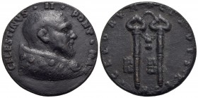PAPALI - Celestino II (1143-1144) - Medaglia - Busto a d. - R/ Chiavi verticali legate Ø: 38 mm. - (AE g. 24,22) Di restituzione (sec. XVI) - qBB