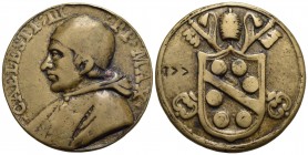PAPALI - Celestino III (1191-1198) - Medaglia - Busto a s. - R/ Stemma papale su chiavi decussate e triregno Opus: G.B. Pozzo Ø: 43 mm. - (AE g. 28,69...