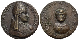 PAPALI - Gregorio IX (1227-1241) - Medaglia - Busto a d, con triregno - R/ San Pietro con le chiavi Ø: 40 mm. - (AE g. 34,04) Di restituzione (sec.XVI...