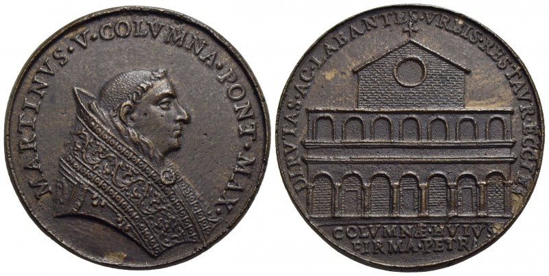 PAPALI - Martino V (1417-1431) - Medaglia - Busto a d.con piviale - R/ Basilica ...