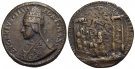 PAPALI - Eugenio IV (1431-1447) - Medaglia - Busto con triregno a s. - R/ Il Papa e i fedeli Opus: Paladino Ø: 36 mm. - (AE g. 26,82) Di restituzione ...