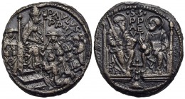 PAPALI - Paolo II (1464-1471) - Medaglia - Medaglia/bolla - Il Papa in trono con fanciulli inginocchiati - R/ San Pietro e apolo seduti di fronte Opus...