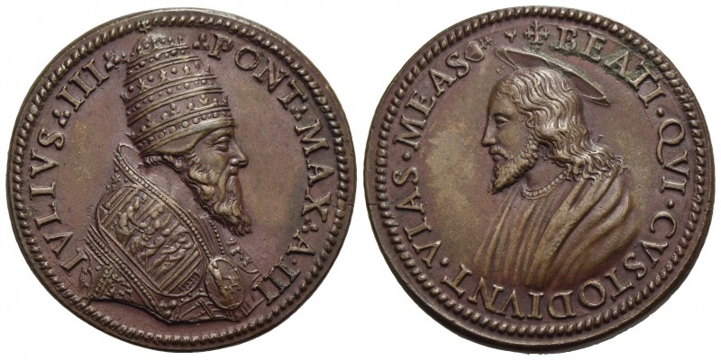 PAPALI - Giulio III (1550-1555) - Medaglia - A. III - Busto con piviale e trireg...