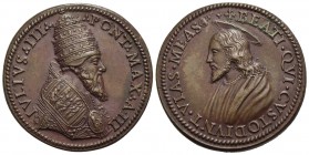 PAPALI - Giulio III (1550-1555) - Medaglia - A. III - Busto con piviale e triregno a d. - R/ Busto di Gesù a s. Opus: Bonzagni Ø: 33 mm. - (AE g. 19,7...