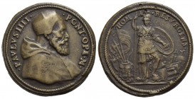 PAPALI - Paolo IV (1555-1559) - Medaglia - Busto a d. con camauro e mozzetta - R/ Personificazione di Roma con elmo, lancia, scudo e corazza al centro...