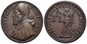 PAPALI - Paolo IV (1555-1559) - Medaglia - Busto con camauro e mozzetta a s. - R/ La Giustizia, gradiente a s., regge bilancia e spada Opus: Bonzagni ...