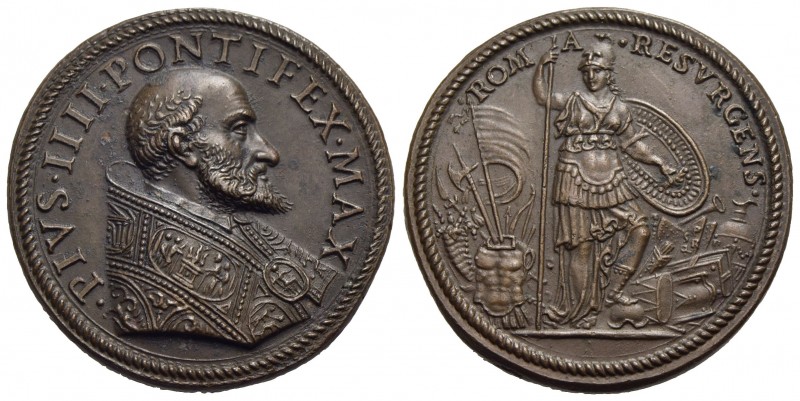 PAPALI - Pio IV (1559-1566) - Medaglia - Busto con piviale a d. - R/ Roma che ri...