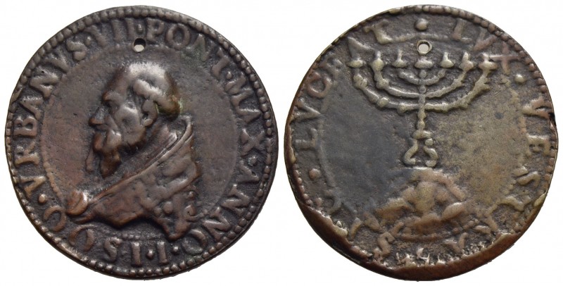 PAPALI - Urbano VII (1590) - Medaglia - A. I - Busto a s. - R/ Candeliere a sett...