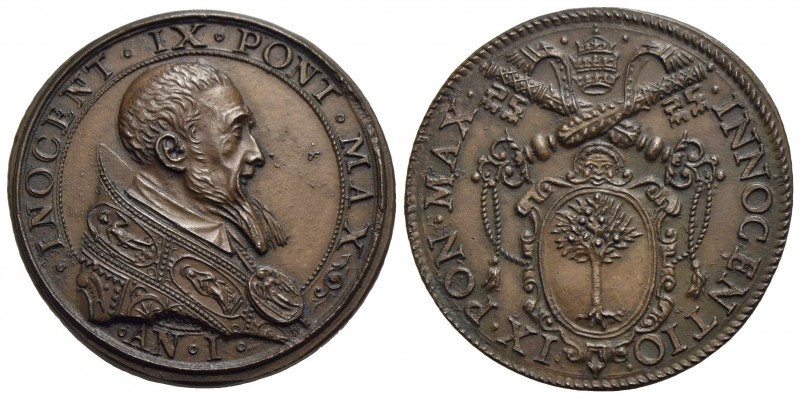 PAPALI - Innocenzo IX (1591) - Medaglia - A. I - Busto a d. - R/ Stemma sormonta...