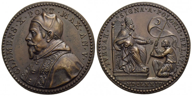 PAPALI - Clemente X (1670-1676) - Medaglia - 1674 A.V - Busto a s. con camauro e...