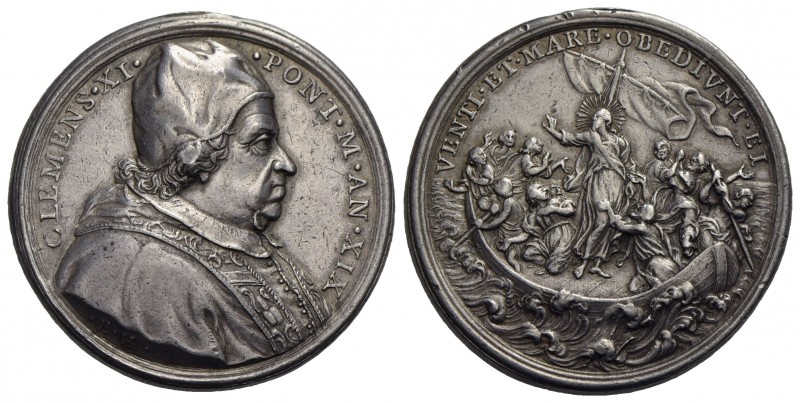 PAPALI - Clemente XI (1700-1721) - Medaglia - A. XIX - Busto a d. con camauro e ...