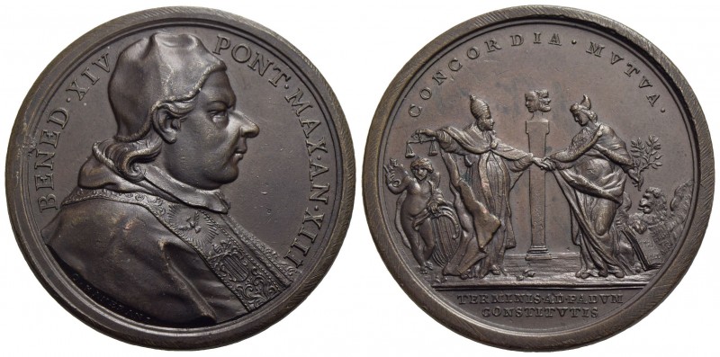 PAPALI - Benedetto XIV (1740-1758) - Medaglia - A. XIII - Confini con la Repubbl...